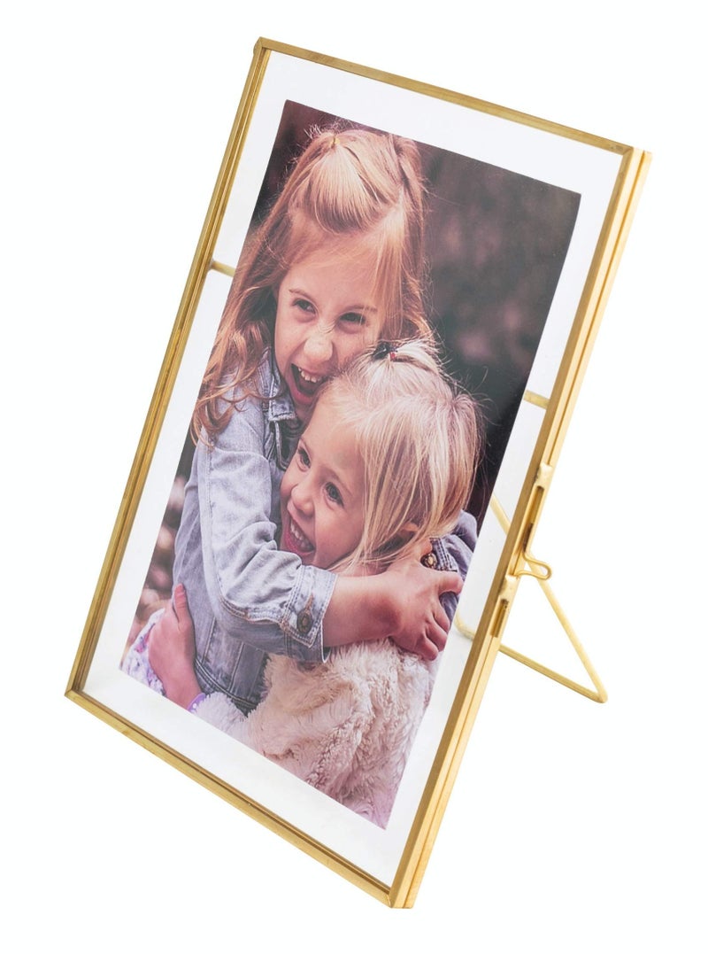 Levilan 6x8 Vintage Style Antique Gold Picture Frames Family Photo Frame with Pressed Glass, Brass Golden Color(Vertical) (6 x 8 in) - Image 1